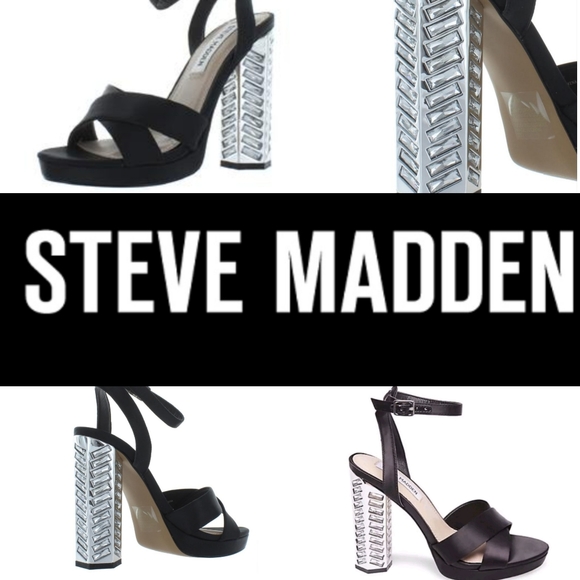 STEVE MADDEN ADELINE ANKLE STRAP PLATFORM W/ RHINESTONES - Picture 1 of 10